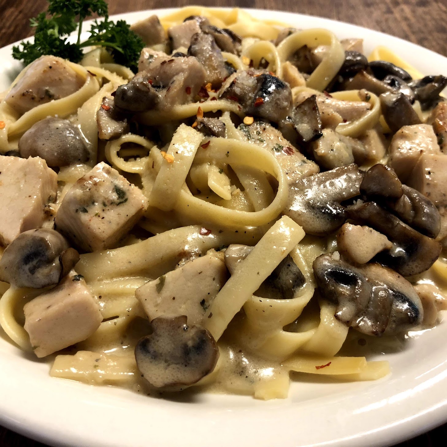 Classic Italian mushroom pasta dishes at Angelo's Italian Restaurant